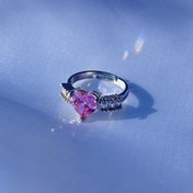 تصویر انگشتر بریتنی مدل قلب صورتی تنیسی باریک Britni