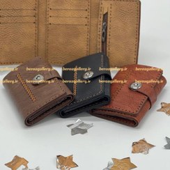 تصویر کیف پول چرم شتری جاکارتی دار زنانه و مردانه 