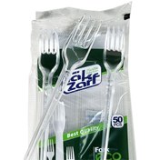 تصویر چنگال یکبار مصرف تک ظرف مدل A323 بسته ۵۰ عددی 