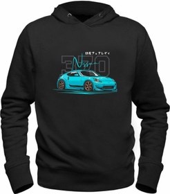 تصویر سویشرت مشکی طرح‌دار نیسان Z 370 برند alfa tshirt Car Nissan Z 370 Design Printed Black Sweatshirt