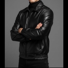 تصویر کاپشن چرم براق 