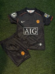 تصویر ست فوتبالی منچستریونایتد رونالدو طرح 2008 مشکی پسرانه و بزرگسال - M Cristiano Ronaldo