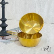 تصویر ظرف پیمانه استیل طلایی ۱۴ سانت یک عدد 