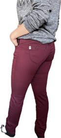 تصویر شلوار کتان تنفس پذیر مدل راسته رنگ زرشکی Women's straight model breathable linen pants