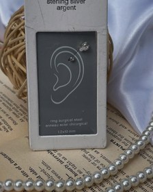 تصویر پیرسینگ تک نگین ‏‎نقره عیار 925 