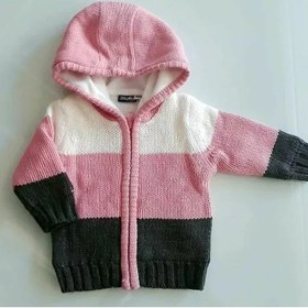 تصویر سویشرت نوزادی بافت : 2 تا 6 ماهه ا Knitted baby sweatshirt: 2 to 6 months Knitted baby sweatshirt: 2 to 6 months