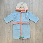 تصویر حوله پالتویی بچگانه طرح السا – آبی صورتی حوله پالتویی بچگانه