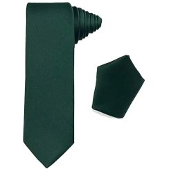 تصویر کراوات مردانه ساتن سبز تیره 