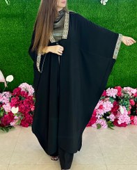 تصویر مانتو عبایی کرپ‌دستدوز با سوزندوزی تمام ابریشم‌ زنانه قد ۱۳۰ Robe with handmade needlework