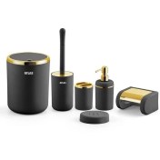 تصویر ست سرویس بهداشتی اطلس ATLAS 6 تکه مدل الیت مشکی طلایی کد 394 