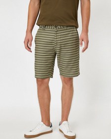 تصویر شلوارک برمودا بافتنی ۱۰۰٪ پنبه‌ای راه‌راه برند Koton Striped %100 Cotton Woven Bermuda Shorts