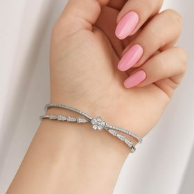 تصویر دستبند بنگل طرح گل و نگین کد ۴۰۰۲ 