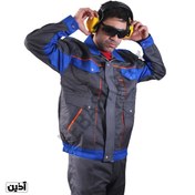 تصویر کاپشن و شلوار کار مردانه بوفالو طوسی آبی کجراه - L Men's jacket and work pants buffalo gray blue Kejrah