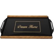 تصویر سینی فلزی دسته چوبیdream home 