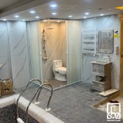 تصویر کابین دوش 120*120 فریم دار سفید شیشه مات 