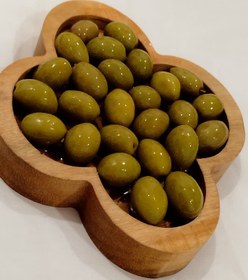 تصویر زیتون خوری چوبی طرح گل 