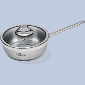 تصویر تابه استیل یونیک دربدار تکدسته سایز 20 مدل UN-9941 Unique steel pan with lid, size 20, model UN-9941