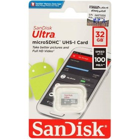 تصویر رم 32 گیگ sandisk ultra microSDHC با خشاب 