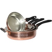 تصویر سرویس ماهیتابه مسی تک دسته |در 4 سایز| 