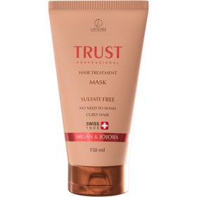 تصویر ماسک موی تراست بدون نیاز به آبکشی مناسب موی فر حاوی آرگان و جوجوبا  بدون سولفات Trust hair mask no need to wash for curly hair sulffut free 150ml