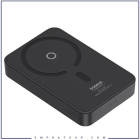 تصویر پاور بانک بی سیم مگنتی باسئوس مدل Magnetic Wireless 20w با ظرفیت 5000 میلی‌آمپر ساعت Baseus MagPro Magnetic Bracket Wireless Fast Charging Power Bank With Stand 5000mAh 20W PPCXZ05