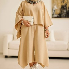 تصویر شومیز دامن شلواری زنانه لینن خنک سایز فری طرح لاکچری ۱۴۰۴ 