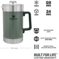 تصویر قهوه ساز استنلی مدل FRENCH PRESS حجم 1400ML رنگ سبز قهوه ساز استنلی مدل FRENCH PRESS حجم 1400ML رنگ سبز