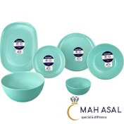 تصویر سرویس آرکوپال لومینارک فرانسه اصلی 6 نفره رنگ سبز آبی ( سبز تیفانی) 