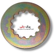 تصویر خار (دنده) پولکی واشر شافت (شفت) روی دنده زنجیر جلو موتور بنلی 150 و 180 و تریل روان 