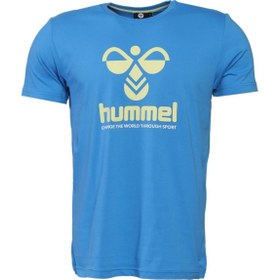 تصویر تیشرت ورزشی مردانه آبی مارک hummel 