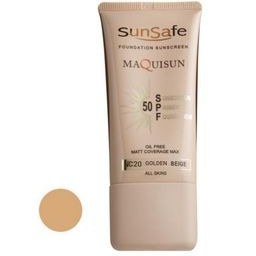 تصویر کرم ضد آفتاب کرم پودری و پرایمری مکیسان SPF۵۰ سان سیف | بژ ابریشمی Sunsafe Maquisun Foundation Sunscreen SPF50 | Silk Beige