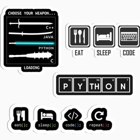 تصویر استیکر لپ تاپ و موبایل گوفی طرح برنامه نویسی مجموعه 4 عددی 