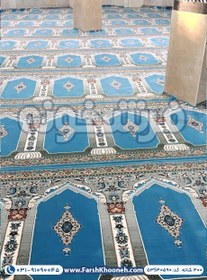 تصویر فرش سجاده ای مسجد طرح محرابی 440 شانه آبی کد 40590 