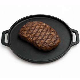 تصویر تابه گریل چدن دو طرفه مدل گرد Pure Cast Iron Double-Sided Round Grill Pan | Uncoated