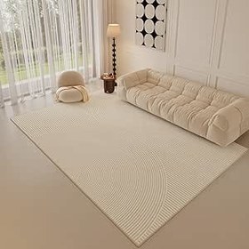 تصویر فرش کرمی VUCATIN برای اتاق نشیمن اتاق خواب، 200 x 300 سانتی متر فرش مدرن ضد آب فرش بزرگ ضد لغزش فرش هندسی چند سایز تشک شرقی برای دکوراسیون منزل اتاق غذاخوری (B) - ارسال 20 روز کاری VUCATIN Cream Area Rug for Bedroom Living Room, 200 x 300cm Water-proof Modern Large Rug Non-Slip Carpet Multisize Geometric Pad Oriental Mat for Dining Room Home Decor (B)