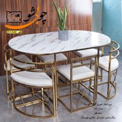 تصویر میز ناهار خوری ۶ نفره فلزی کم‌جا 