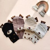 تصویر کلاه و شال گردن حلقه ای نوزادی طرح تدی 