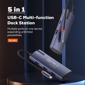 تصویر هاب 5 پورت تایپ سی به USB3.0/Type-C الدینیو مدل DS-15U Ldnio DS-15U Type-C To USB3.0/Type-C PD Hub