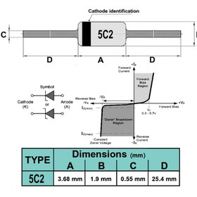 تصویر دیود زنر 5C2 - 1/2W Zener diode 5C2 - 1/2W