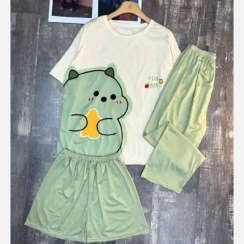 تصویر ست سه تیکه راحتی زنانه ladies 3pcs set home clothing