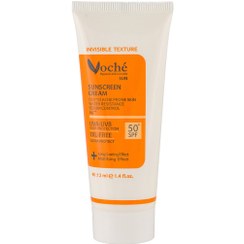 تصویر کرم ضدآفتاب بدون رنگ وچه مناسب پوست چرب و مستعد آکنه spf50 حجم 40 میلی لیتر voche sunscreen suitable for oily and acne prone skin spf50 40ml