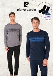 تصویر ست پیژامه مردانه فاق نرمال آستین بلند طرح دار | پیر کاردین Pierre Cardin L1.PC.6102.002 