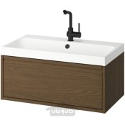 تصویر روشویی با کشو/حوضچه/شیر اب ایکیا مدل IKEA ÄNGSJÖN / BACKSJÖN رنگ اثر بلوط قهوه ای تحویل 29 روزه IKEA ÄNGSJÖN / BACKSJÖN Wash-stnd w drawer/wash-basin/tap