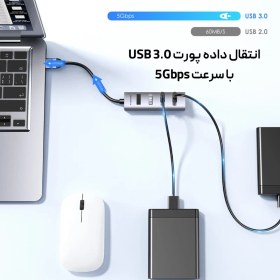 تصویر هاب USB 3.0 چهار پورت لنشن مدل H22S Lention H22S 4-in-1 USB 3.0 HUB