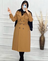 تصویر مانتو بارانی زنانه جنس تی سی سایز ۴۴ تا ۴۸ رنگ شکلاتی 