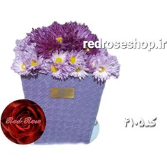 تصویر باکس گل طبیعی داوودی یاسی مناسب هدیه کد۴۱۰۵ Flowerbox