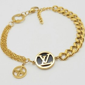 تصویر دستبند زنانه استیل طلایی لویی ویتون 