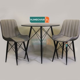 تصویر ست میز و صندلی ناهارخوری دو نفره لمسه پایه فلزی 