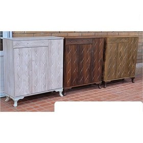 تصویر جاکفشی چوبی مدل ستاره با ۳ درب ملامینه 