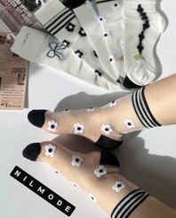 تصویر جوراب نیم ساق شیشه ای طرح دار وارداتی 